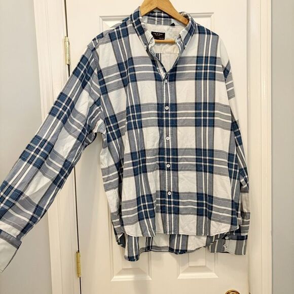 Rag & Bone Shirt Size XXL Fit 2 Plaid Tomlin Blue Indigo Plaid $225.00 - Picture 4 of 10